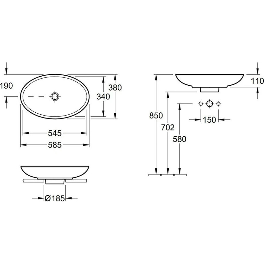 Раковина накладная Villeroy & Boch Loop&Friends 58x38 51510001 (5151 0001)