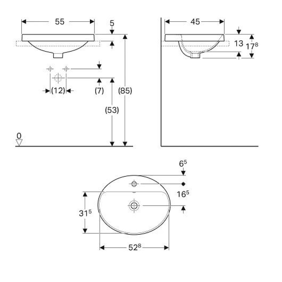 Раковина встраиваемая Geberit VariForm 55x45 500.720.01.2