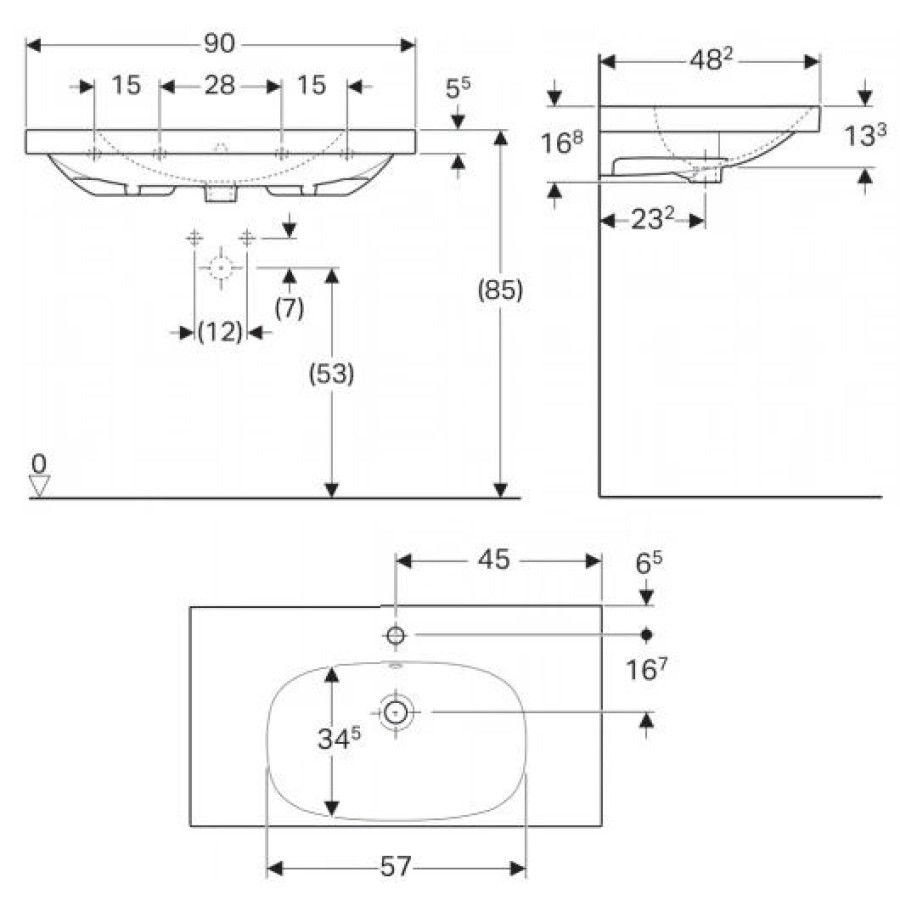 Раковина встраиваемая Geberit Acanto 90x48 500.623.01.2