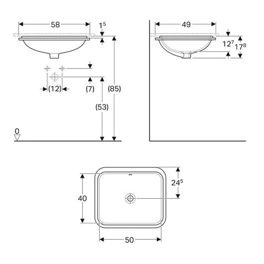 Раковина встраиваемая Geberit VariForm 58x49 500.764.01.2