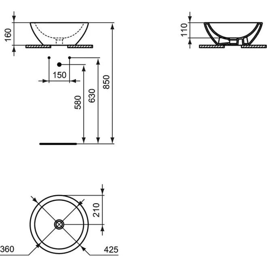 Умывальник-чаша Ideal Standard Strada 42x42 K078301