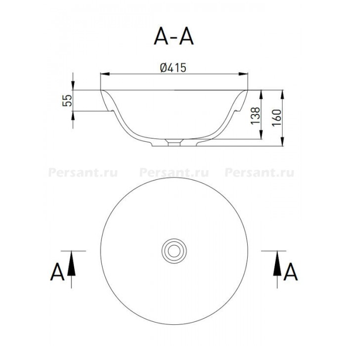 Раковина Salini Marea 41.5x41.5 1802203M S-Stone