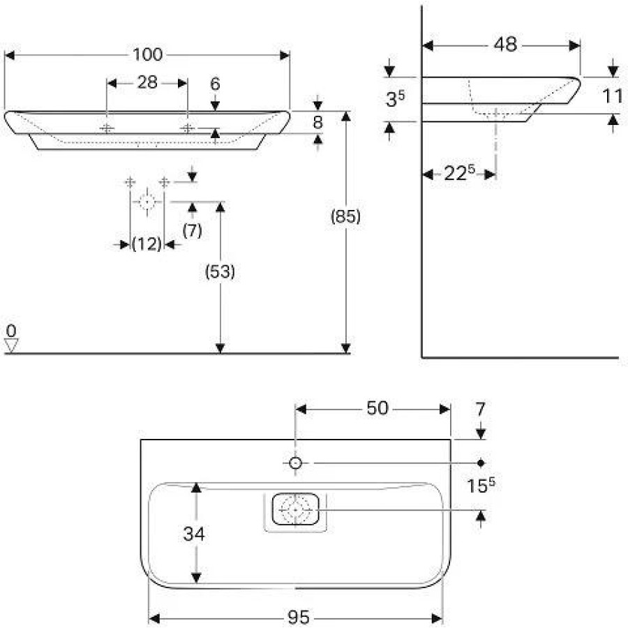 Раковина Geberit myDay 100x48 125400600