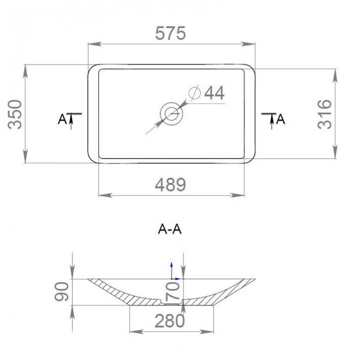 Раковина Salini Callista 57x33.5 1101207SM S-Stone