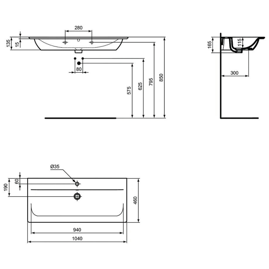 Раковина Ideal Standard Connect Air Vanity E027401 104 см