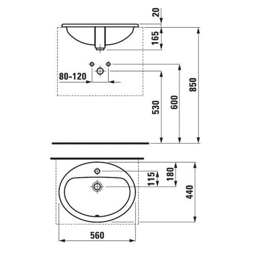 Раковина Laufen Pro B 8.1395.1.000.104.1 56x44 встраиваемая сверху