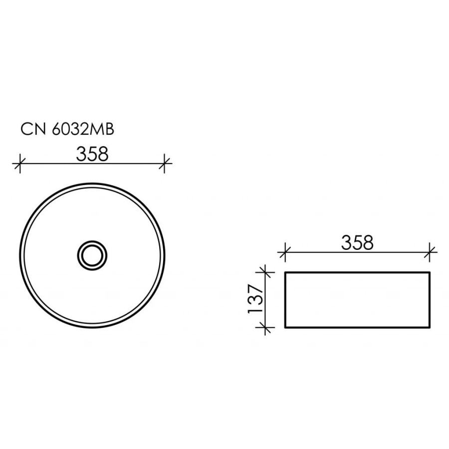 Раковина накладная 36 см Ceramica Nova Element CN6032MB