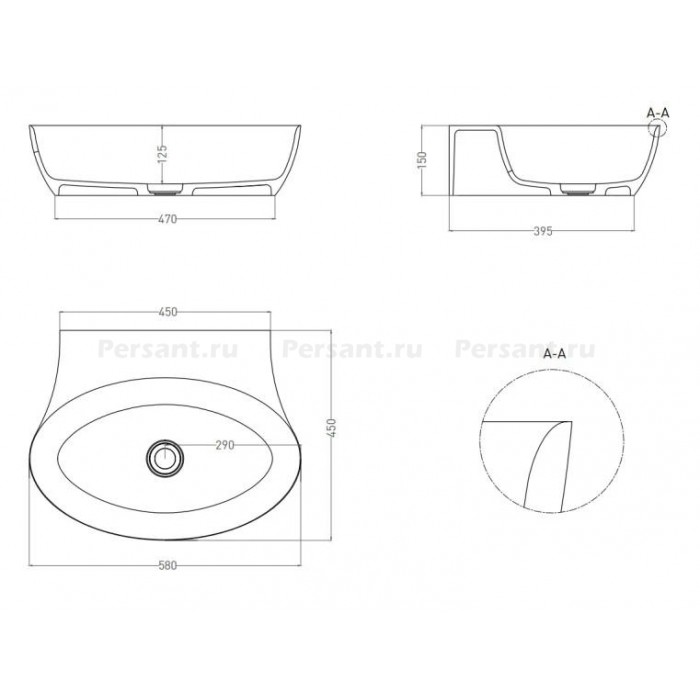Раковина Salini Alda 58x45 140312G S-Sense