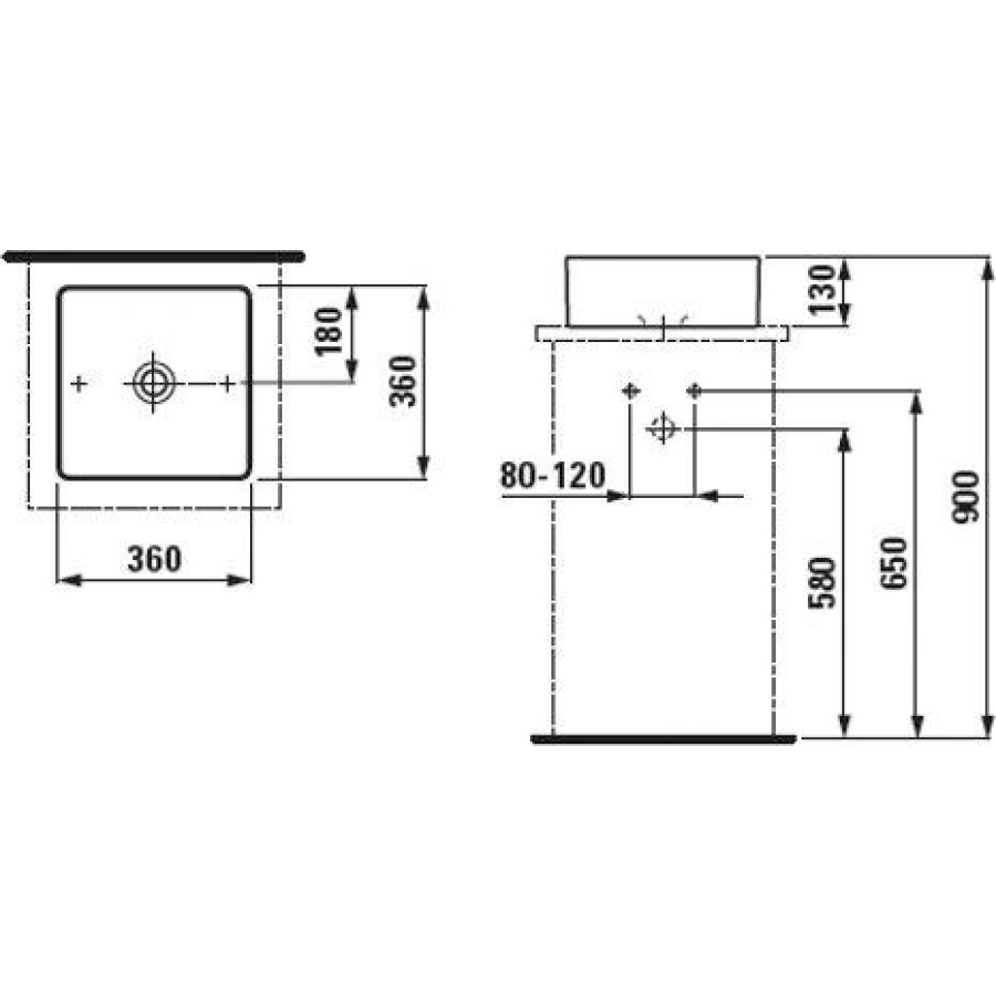 Раковина-чаша Laufen Living Square 36x36 8.1143.3.000.112.1