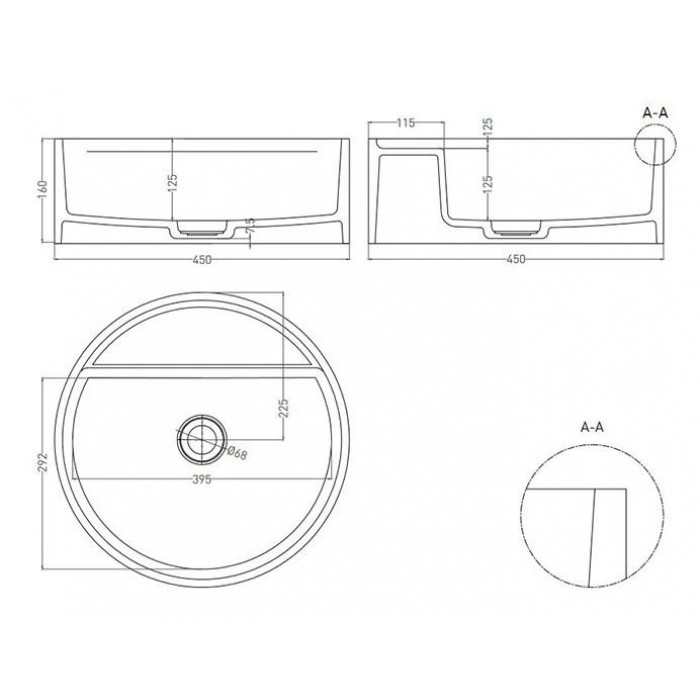Раковина Salini Armonia 45x45 130116G S-Sense