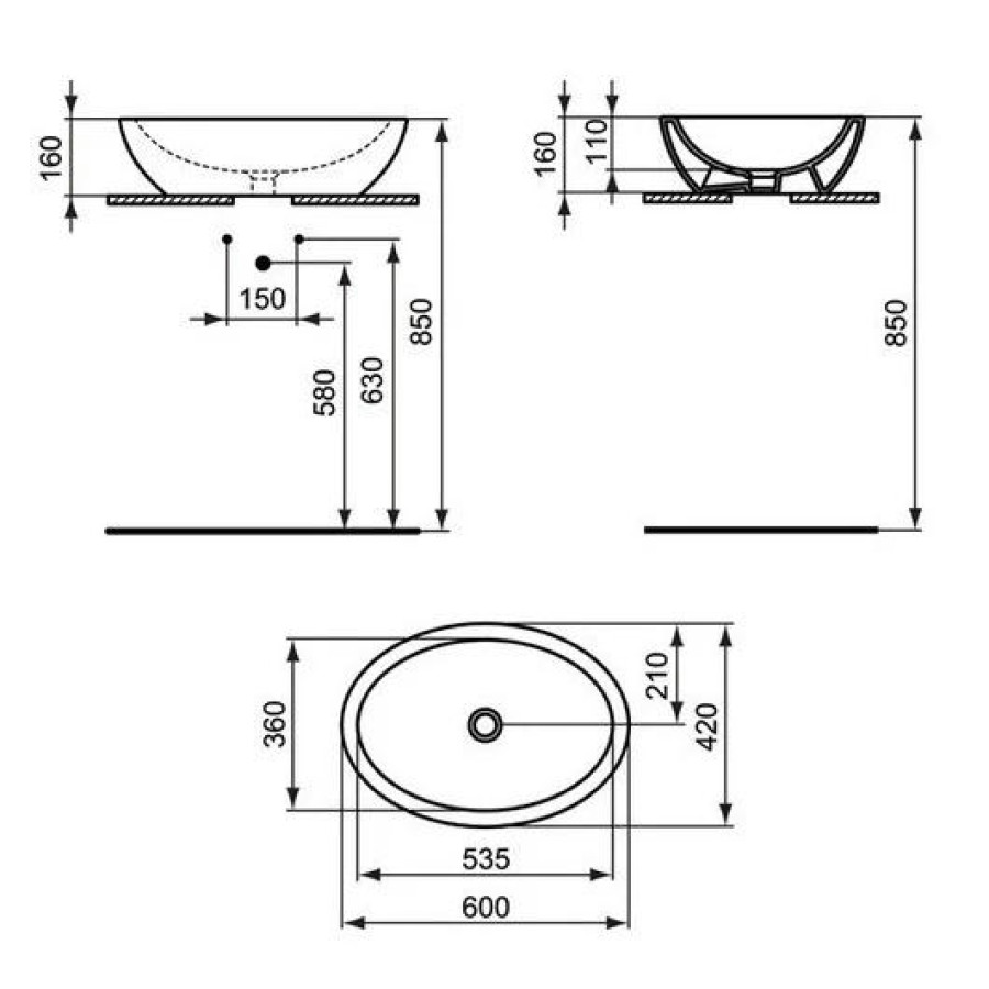 Умывальник-чаша Ideal Standard Strada 60x42 K078401