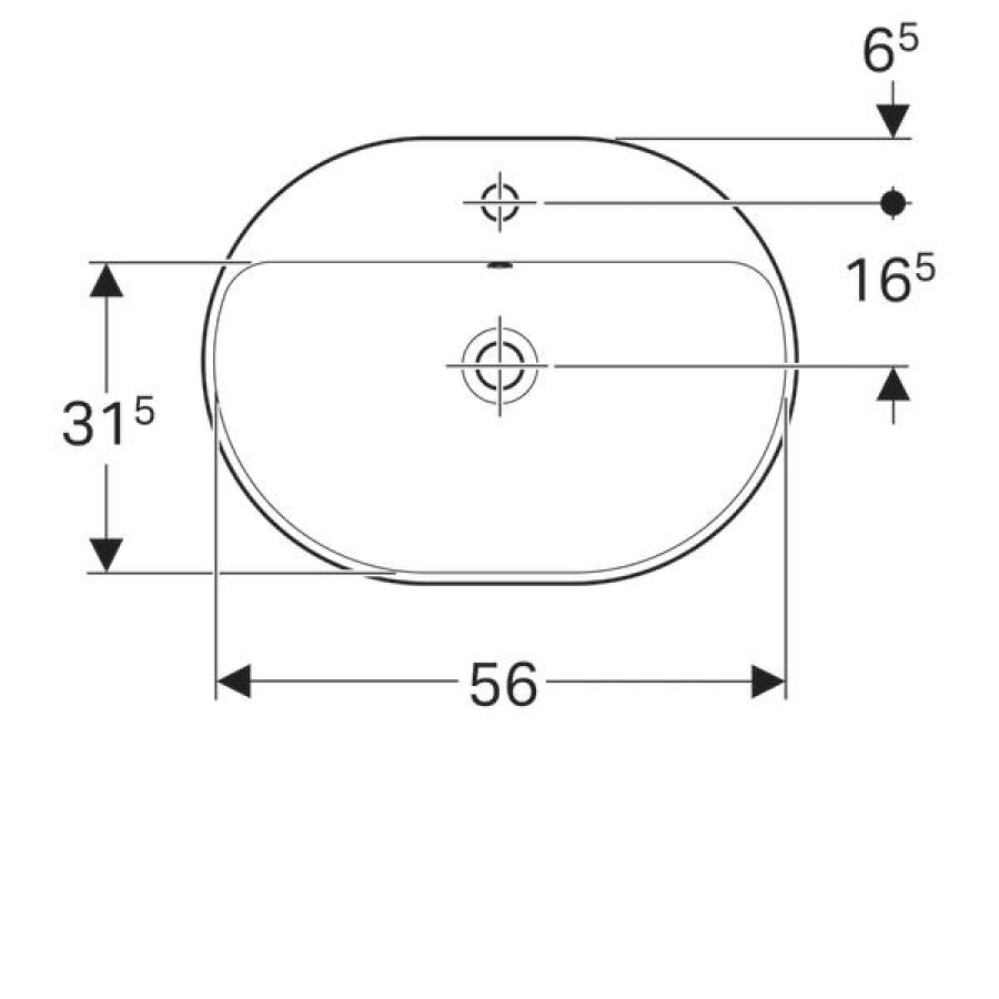 Раковина встраиваемая Geberit VariForm эллиптической формы 60х45 500.732.01.2