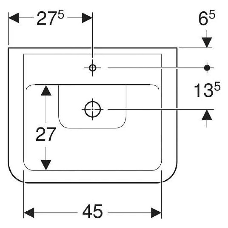 Раковина накладная Geberit Renova Nr. 1 Plan 55x44 225155000