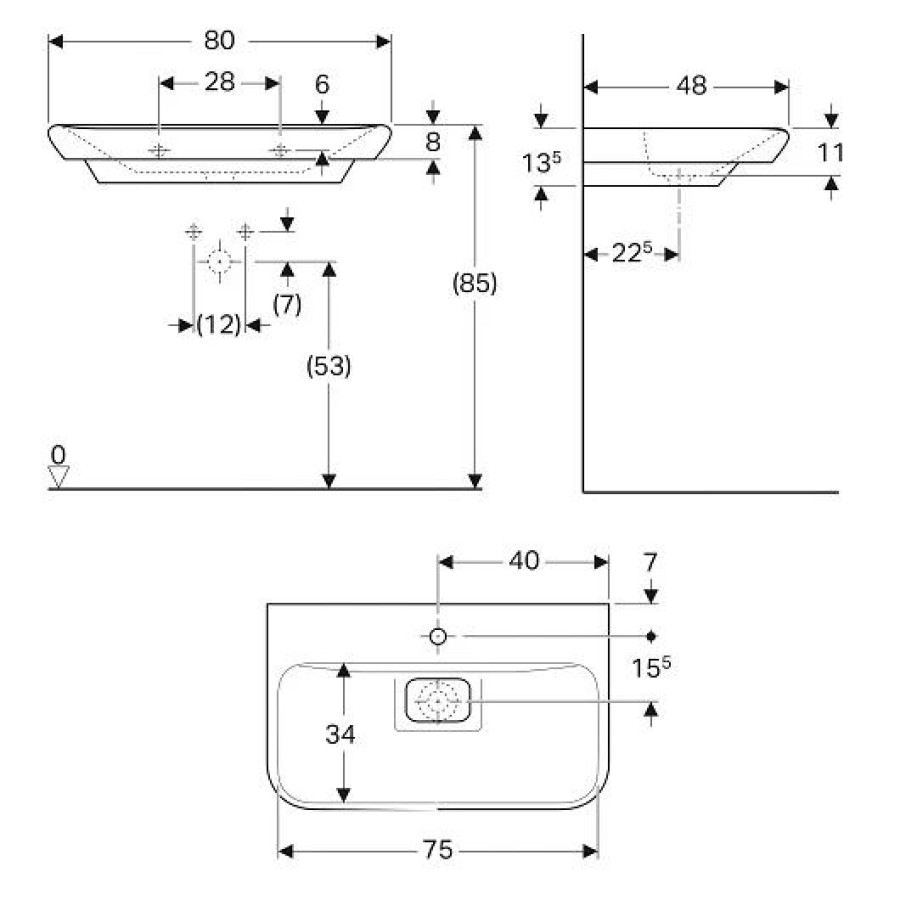 Раковина Geberit myDay 80x48 125480600