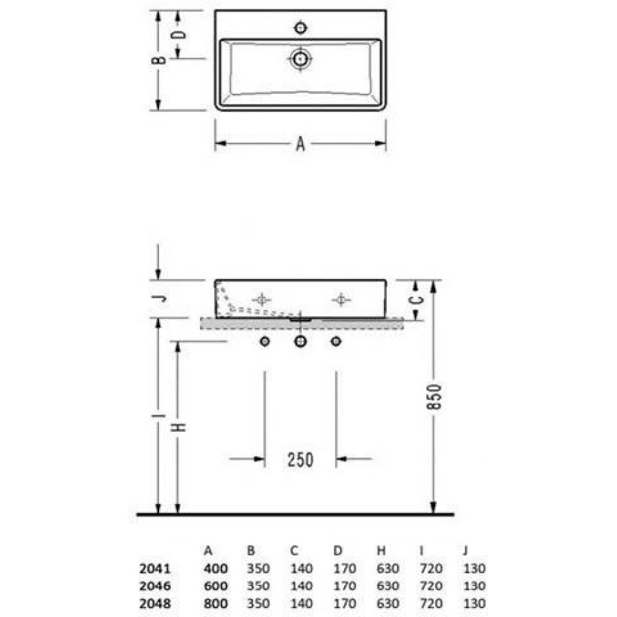 Раковина на столешницу Serel 80х35 см 2048