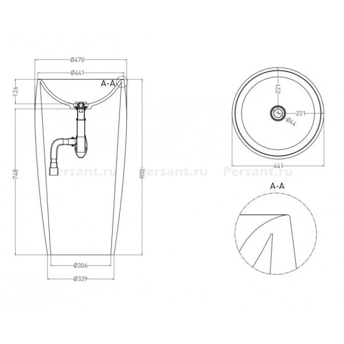 Раковина Salini Armonia 47x47 130311G S-Sense