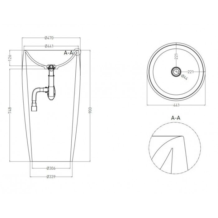 Раковина Salini Armonia 47x47 130311G S-Sense
