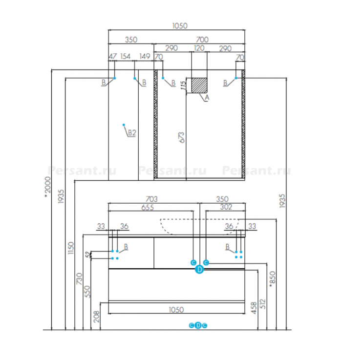 Шкаф Aquaton Терра 1A247103TEKA0 35 дуб кантри/антрацит