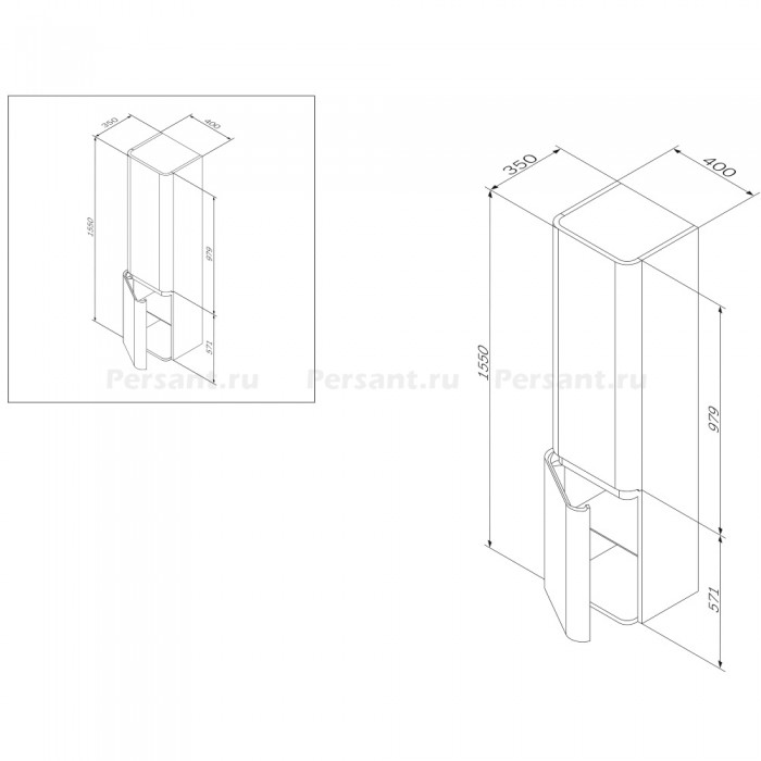Шкаф-пенал Am.Pm Sensation M30CHR0406TF 40 R табачный дуб