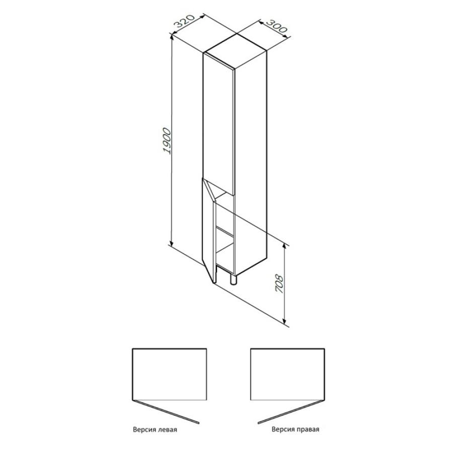 Шкаф-пенал Am.Pm GEM M90CSR0306WG 30 R напольный, белый глянец