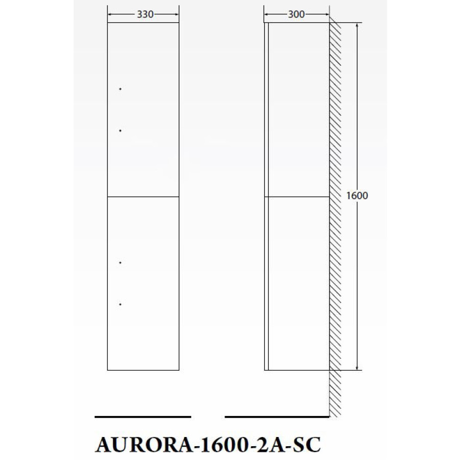 Шкаф-пенал BelBagno Aurora AURORA-1600-2A-SC-BL-P-L 33 bianco lucido