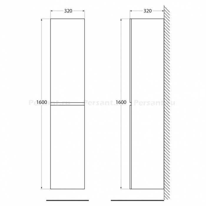 Шкаф-пенал BelBagno Albano ALBANO-1600-2A-SC-RNG-P подвесной Rovere Nature Grigio