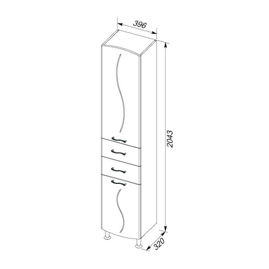 Шкаф-пенал Aquanet Моника 00186778 40 R белый, 2 дверцы, 2 ящика