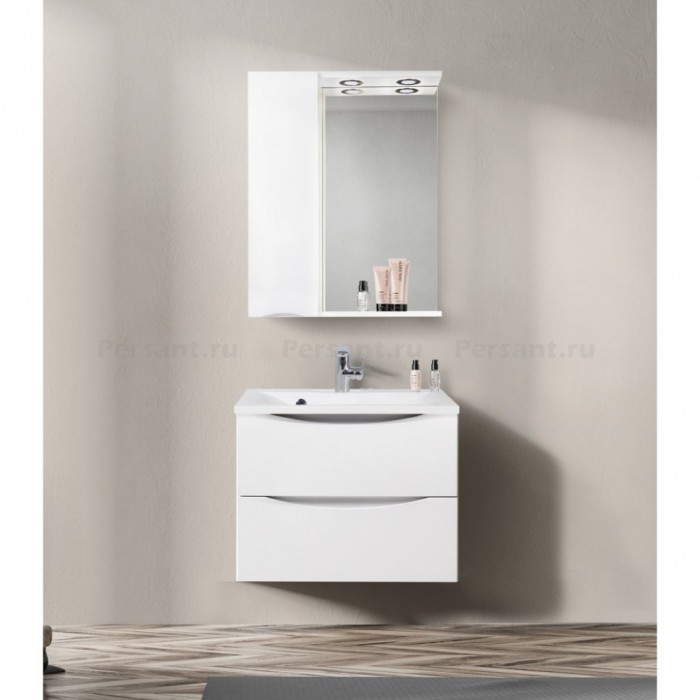 Зеркало-шкаф BelBagno Marino 60 MARINO-SPC-600/750-1A-BL-P-L с подсветкой bianco lucido