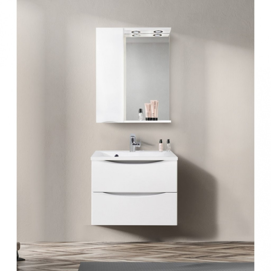 Зеркало-шкаф BelBagno Marino MARINO-SPC-600/750-1A-BL-P-L 60 bianco lucido