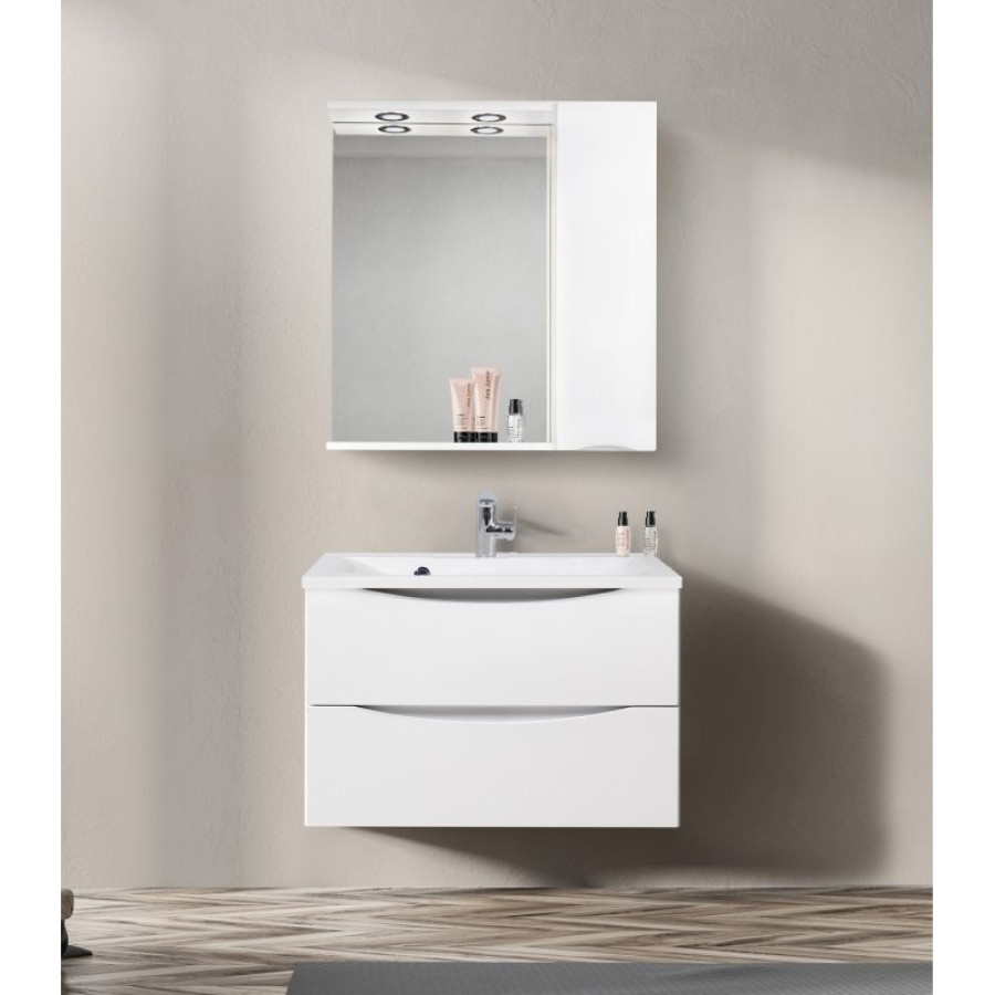 Зеркало-шкаф BelBagno Marino MARINO-SPC-800/750-1A-BL-P-R 80 bianco lucido