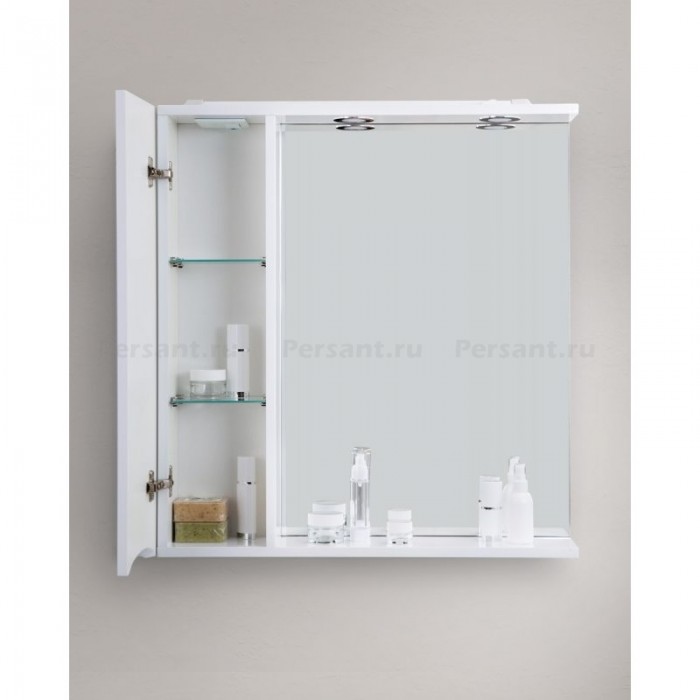 Зеркало-шкаф BelBagno Marino 60 MARINO-SPC-600/750-1A-BL-P-L с подсветкой bianco lucido