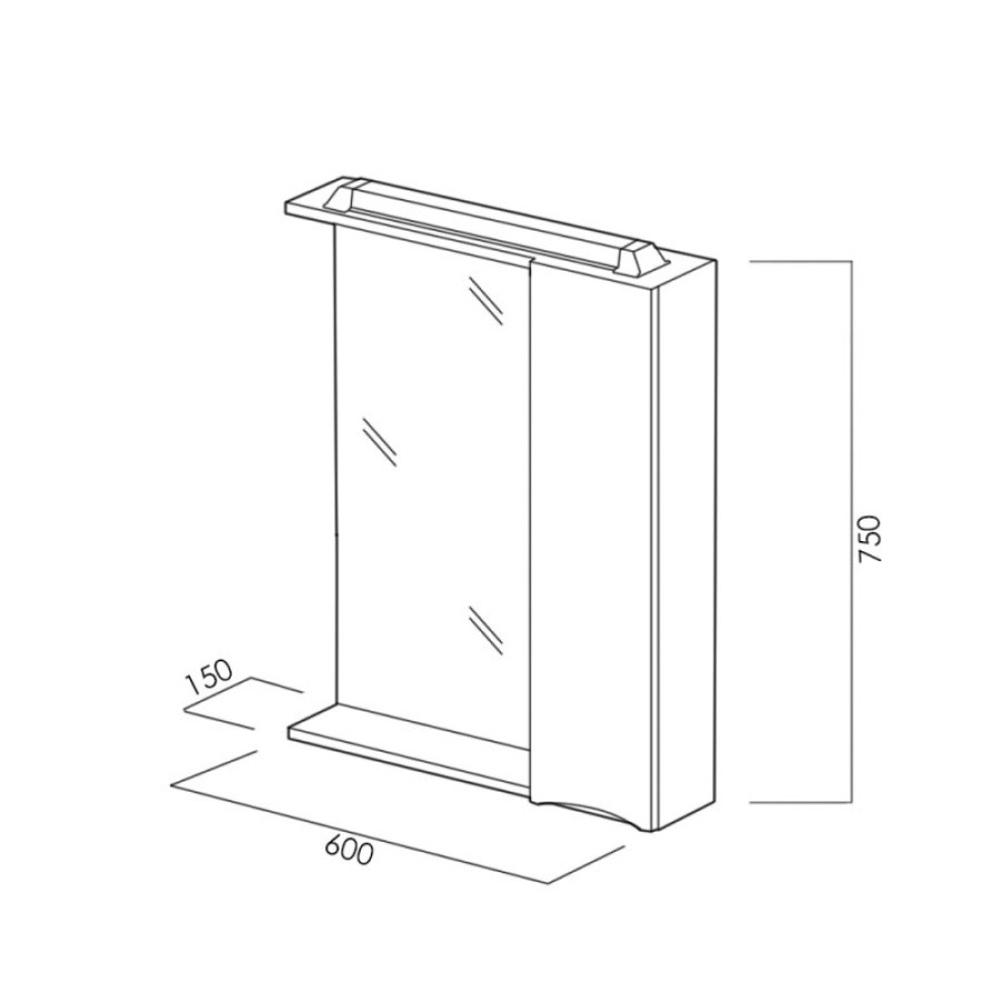 Зеркало-шкаф BelBagno Marino MARINO-SPC-600/750-1A-BL-P-L 60 bianco lucido