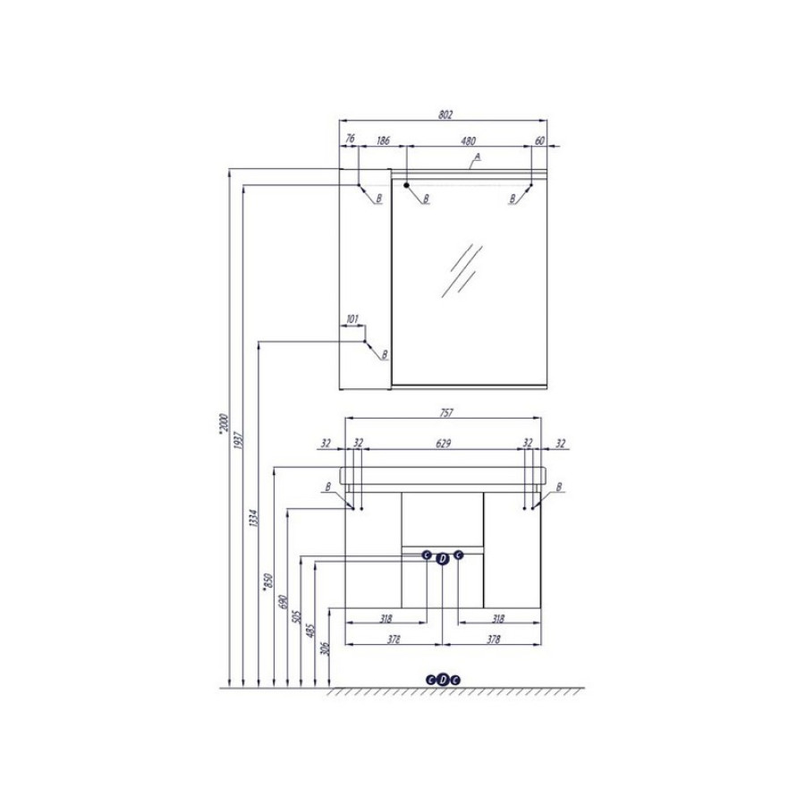 Зеркало-шкаф Aquaton Рене 1A222502NRC80 80 белый/грецкий орех