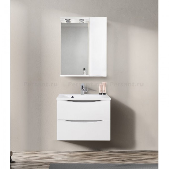 Зеркало-шкаф BelBagno Marino 60 MARINO-SPC-600/750-1A-BL-P-R с подсветкой bianco lucido