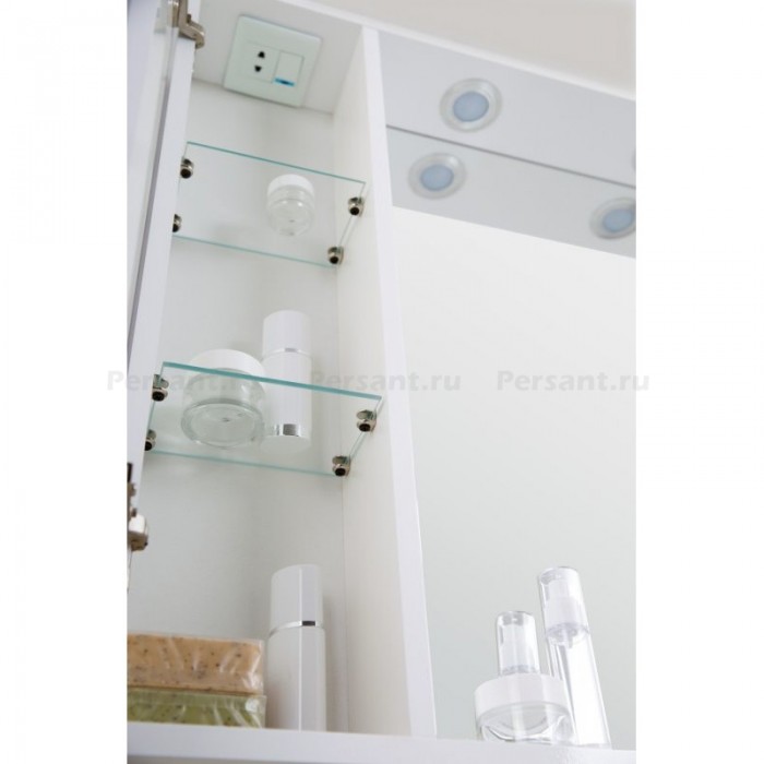 Зеркало-шкаф BelBagno Marino 60 MARINO-SPC-600/750-1A-BL-P-L с подсветкой bianco lucido
