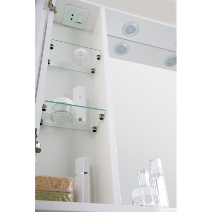 Зеркало-шкаф BelBagno Marino 60 MARINO-SPC-600/750-1A-BL-P-L с подсветкой bianco lucido