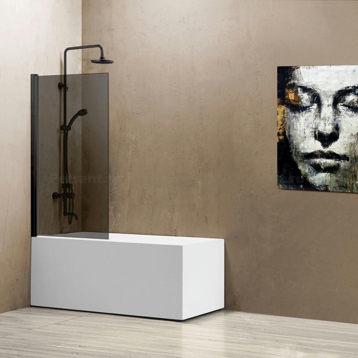 Шторка для ванны Vincea VSB-11800CGB профиль черный, стекло тонированное
