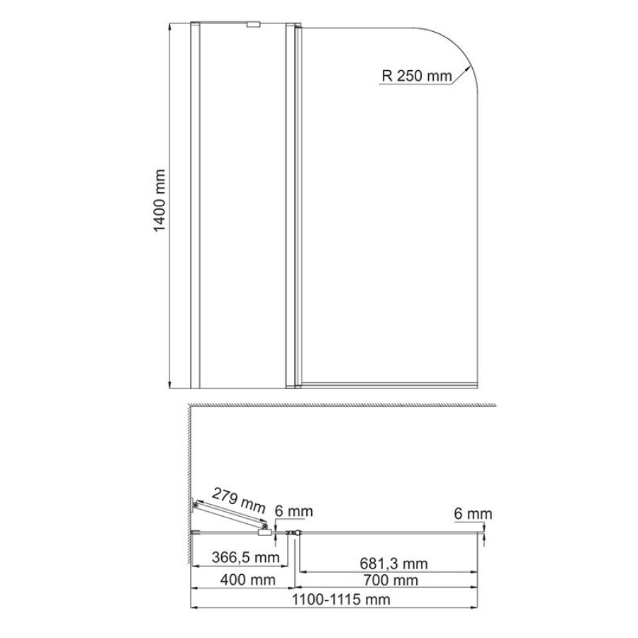 Шторка для ванны WasserKRAFT Leine 35P02-110