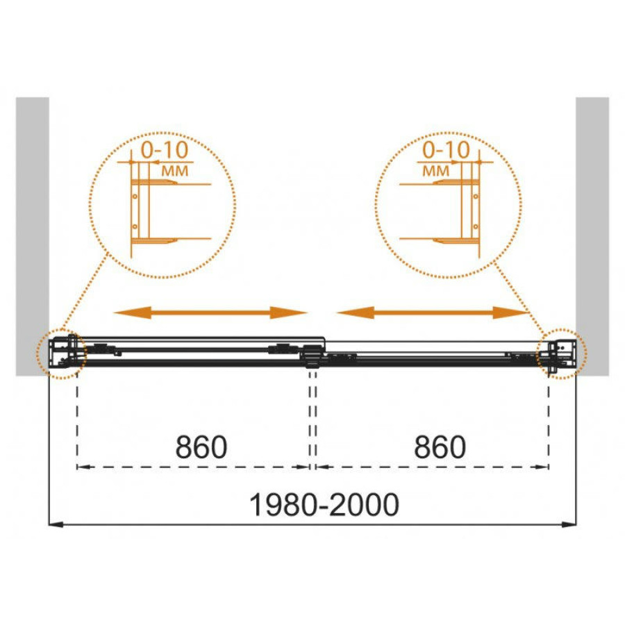 Шторка на ванну Tandem-Soft TANDEM-SOFT-VF-2-150/145-C-Cr-IV