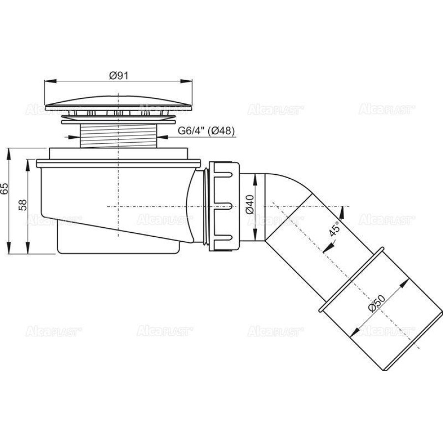 Сифон для душевого поддона AlcaPlast A471CR-60 для душевого поддона заниженный