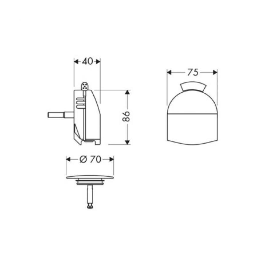 Внешняя часть излива на ванну hansgrohe Exafill 58127000 с набором для слива и перелива