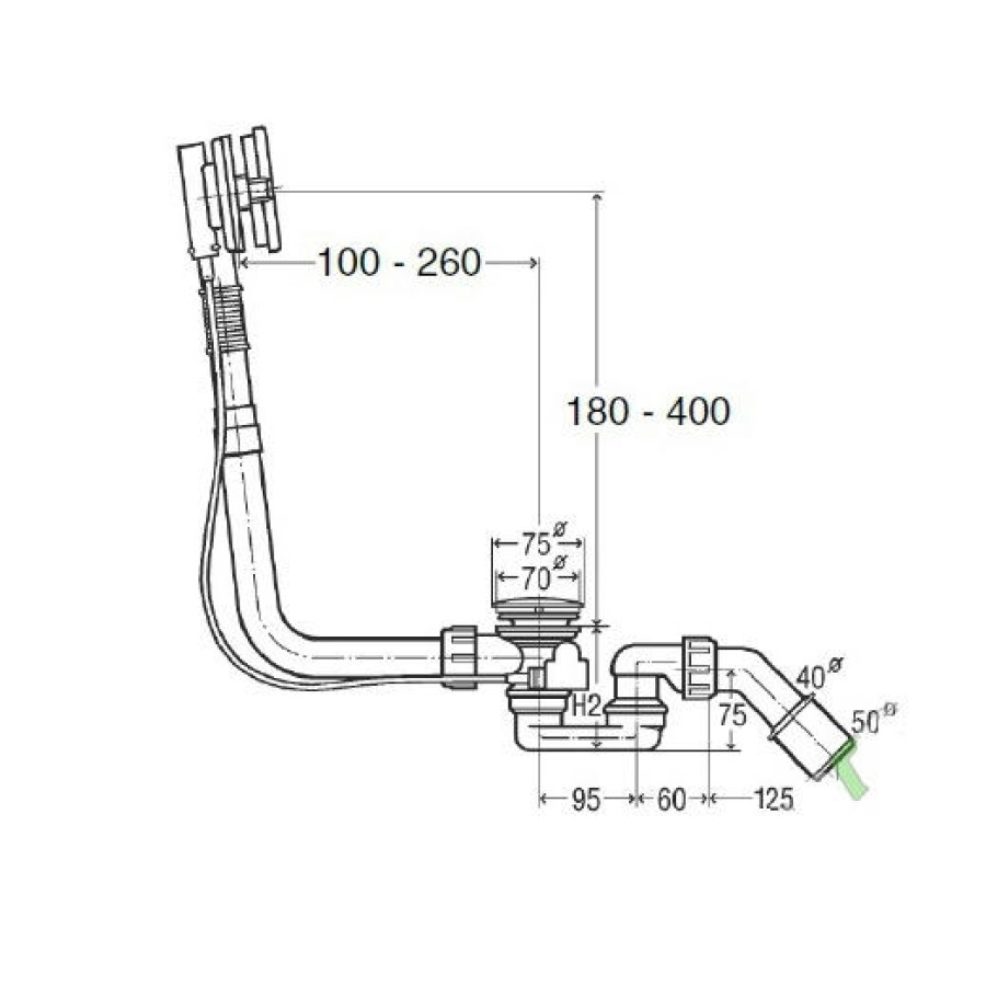 Слив-перелив Bette Multiplex M5 B600-901, стандартный, хром