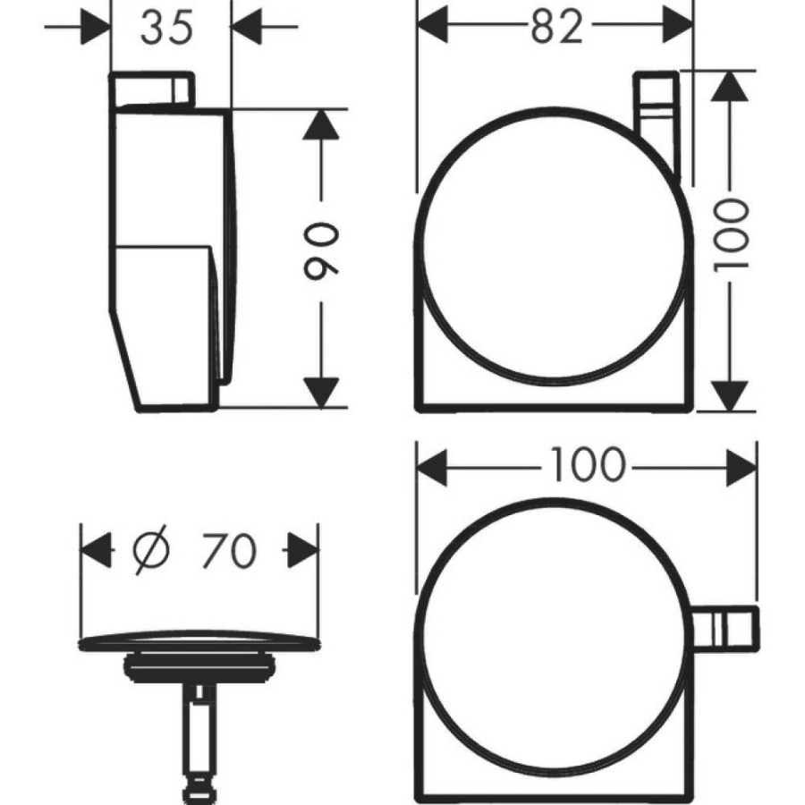 Внешняя часть излива hansgrohe Exafill S 58117340 на ванну с набором для слива и перелива