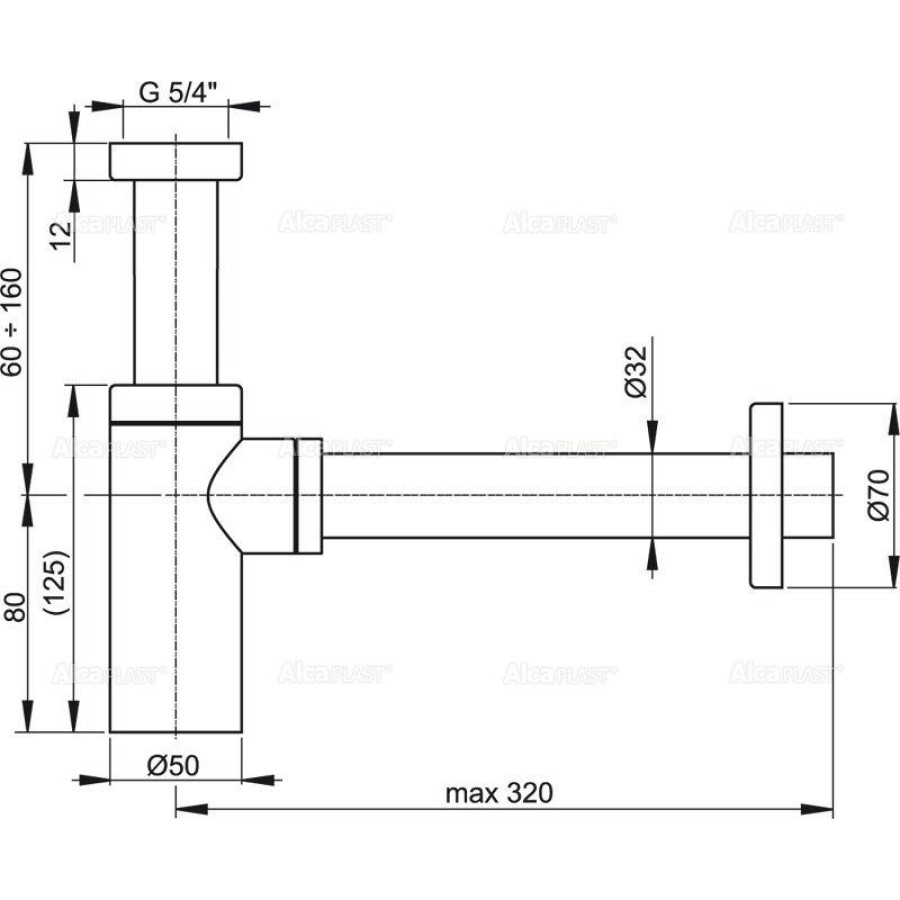 Сифон для умывальника AlcaPlast Design A400 круглый