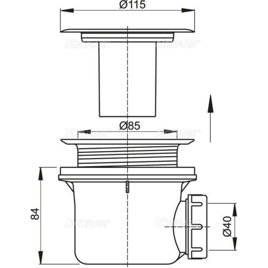 Сифон для душевого поддона AlcaPlast A48 с решеткой