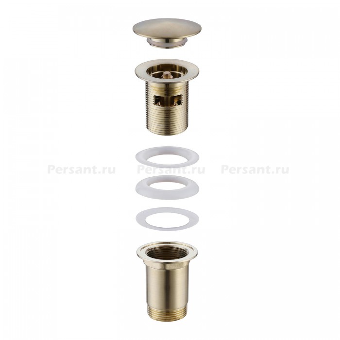 Донный клапан Abber AF0010G с переливом, золото матовое