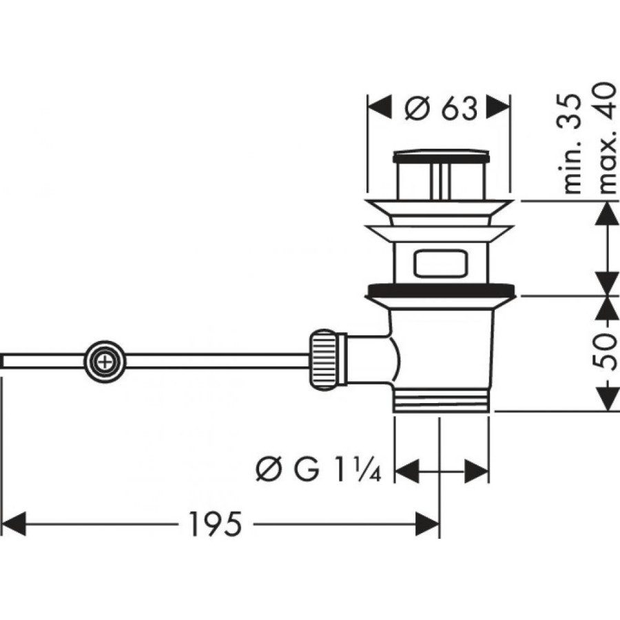 Донный клапан hansgrohe 94139000 для раковины, хром