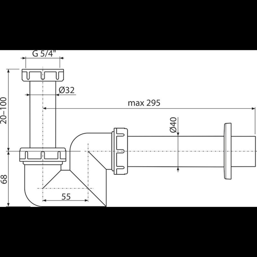 Сифон AlcaPlast A45F-DN40 для умывальника и биде пластик