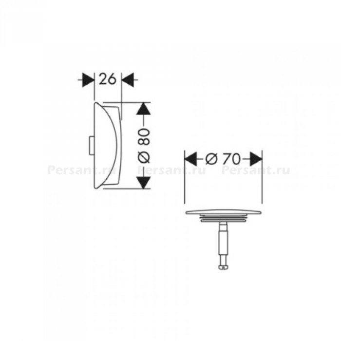 Внешняя часть набора для слива и перелива hansgrohe Flexaplus 58185340 шлиф.черн.хром