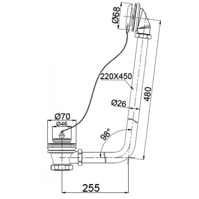 Слив-перелив BelBagno BB567-OVF-CRM хром